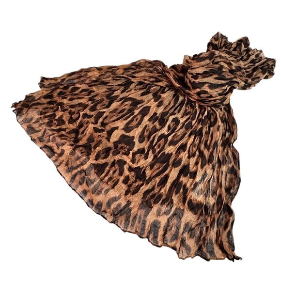 NEW Leopard Print Scarf Brown Black Crinkle Fabric Lightweight Animal Print - Picture 5 of 10